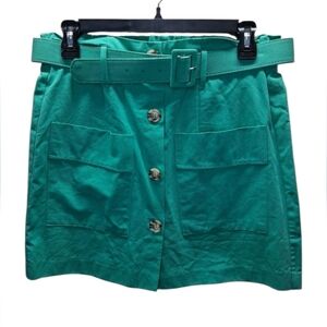 NWOT LILI SIDONIO Teal Button-Front Skirt with Belt
